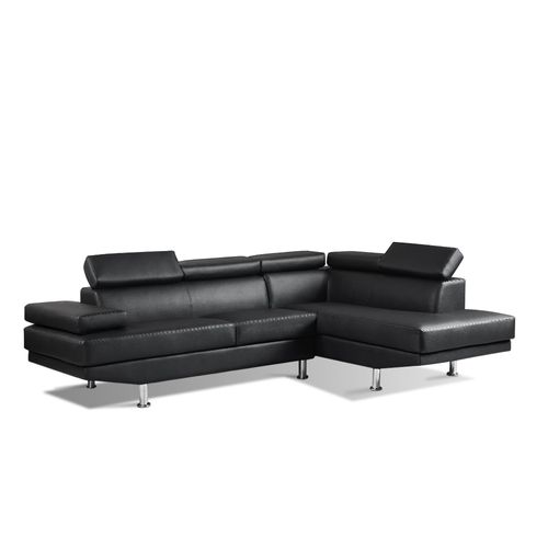 Canapé D'angle Droit En Simili (pu) Noir - Hudson