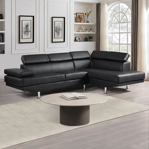 Canapé D'angle Droit En Simili (pu) Noir - Hudson