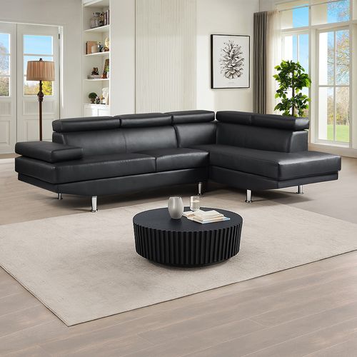 Canapé D'angle Droit En Simili (pu) Noir - Hudson