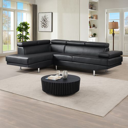 Canapé D'angle Gauche En Simili (pu) Noir - Hudson