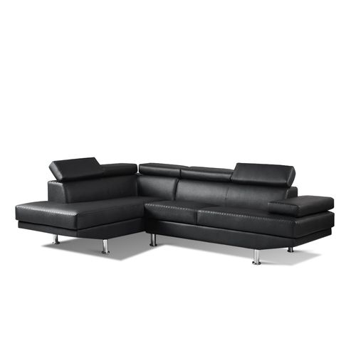 Canapé D'angle Gauche En Simili (pu) Noir - Hudson