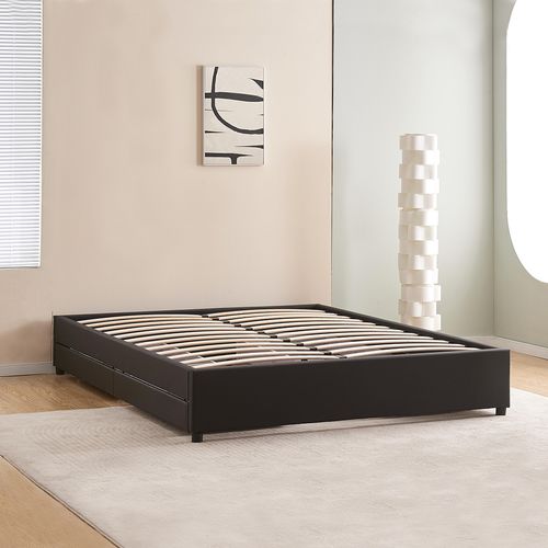 Lit Design Noir Avec Sommier 140x200 Cm - Nott