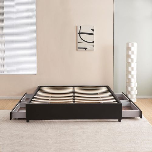 Lit Design Noir Avec Sommier 140x200 Cm - Nott