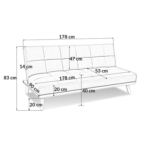 Banquette Clic Clac 3 Places Gris - Hellin