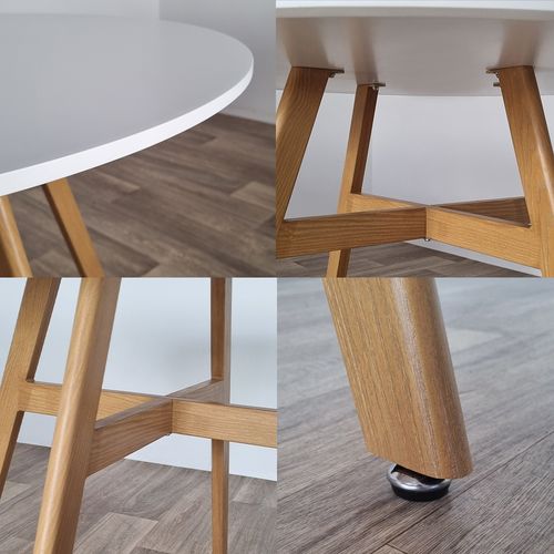 Ensemble Table à Manger Ronde Et 4 Chaises Scandinaves Blanche En Bois - Umbriarossi