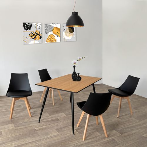 Ensemble Table à Manger Rectangulaire Et 4 Chaises Scandinaves Bois En Bois - Noraprague