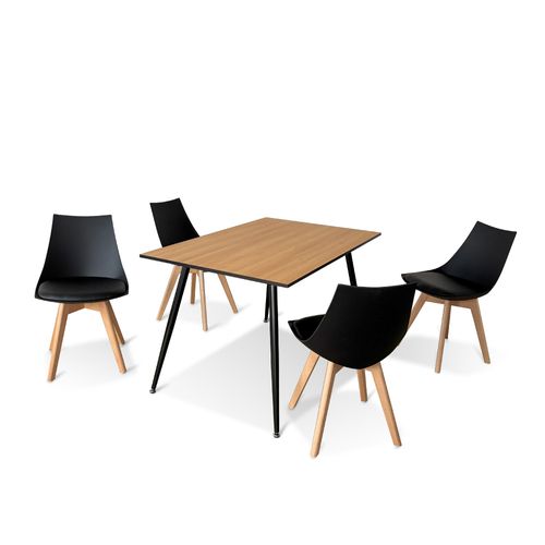 Ensemble Table à Manger Rectangulaire Et 4 Chaises Scandinaves Bois En Bois - Noraprague