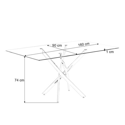 Table à Manger Rectangulaire 160cm Design En Verre - Astra