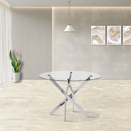 Table à Manger Ronde 100cm Design En Verre - Orion