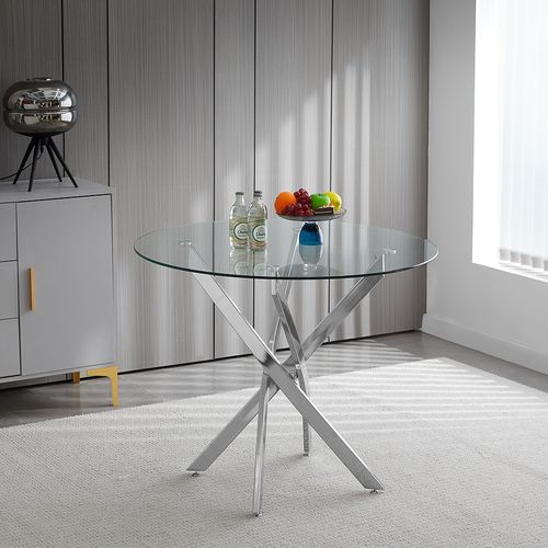 Table à Manger Ronde 100cm Design En Verre - Orion