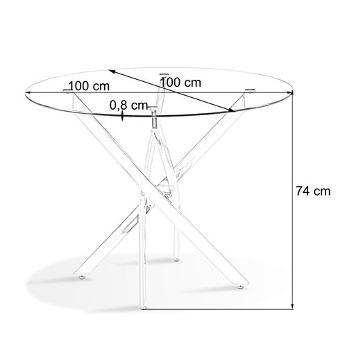 Table à Manger Ronde 100cm Design En Verre - Orion