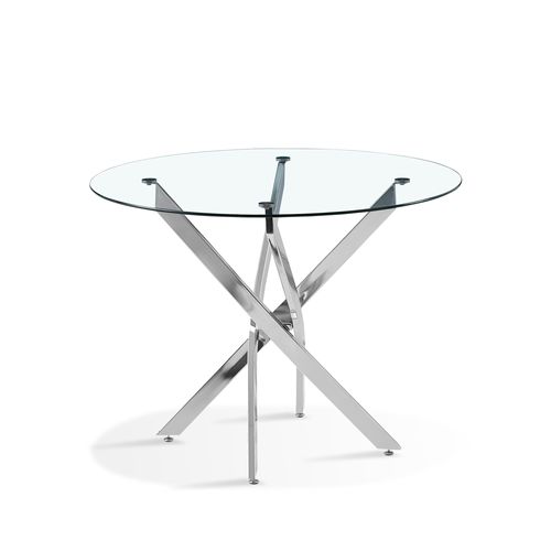 Table à Manger Ronde 100cm Design En Verre - Orion