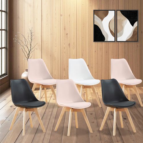 Lot De 6 Chaises Scandinaves Mix Color Rose X3, Blanc, Noir X2 - Bjorn