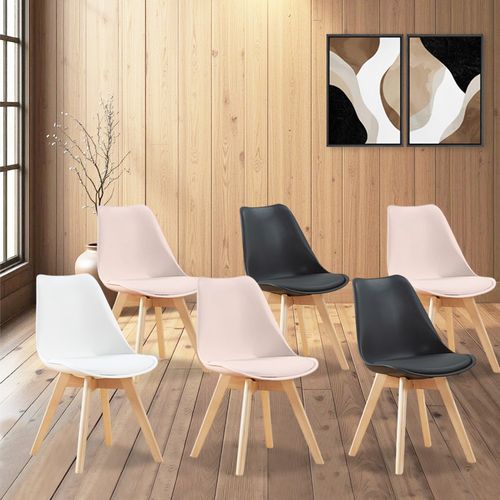Lot De 6 Chaises Scandinaves Mix Color Rose X3, Blanc X2, Noir - Bjorn