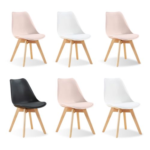 Lot De 6 Chaises Scandinaves Mix Color Rose X3, Blanc X2, Noir - Bjorn