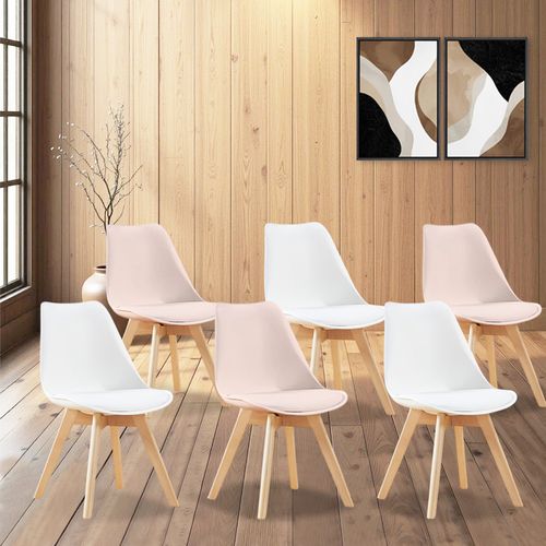 Lot De 6 Chaises Scandinaves Mix Color Rose X3, Blanc X3 - Bjorn