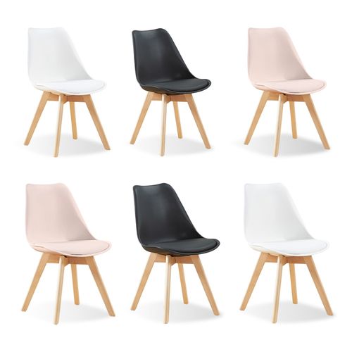 Lot De 6 Chaises Scandinaves Mix Color Rose X2, Blanc X2, Noir X2 - Bjorn