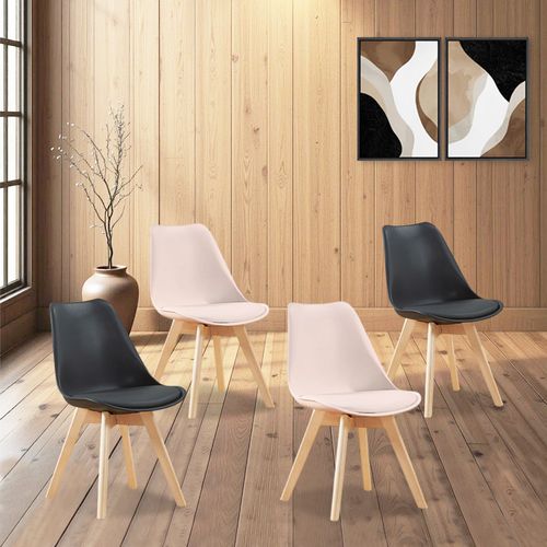 Lot De 4 Chaises Scandinaves Mix Color Rose X2, Noir X2 - Bjorn