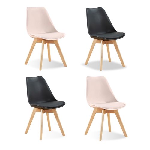 Lot De 4 Chaises Scandinaves Mix Color Rose X2, Noir X2 - Bjorn