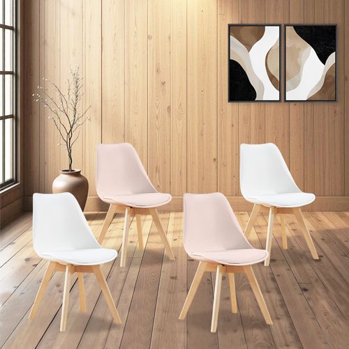 Lot De 4 Chaises Scandinaves Mix Color Rose X2, Blanc X2 - Bjorn