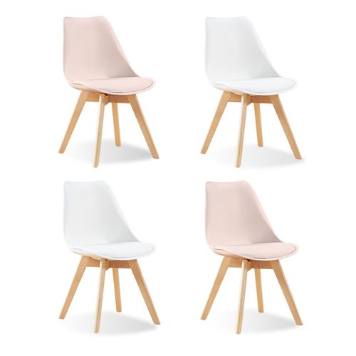 Lot De 4 Chaises Scandinaves Mix Color Rose X2, Blanc X2 - Bjorn