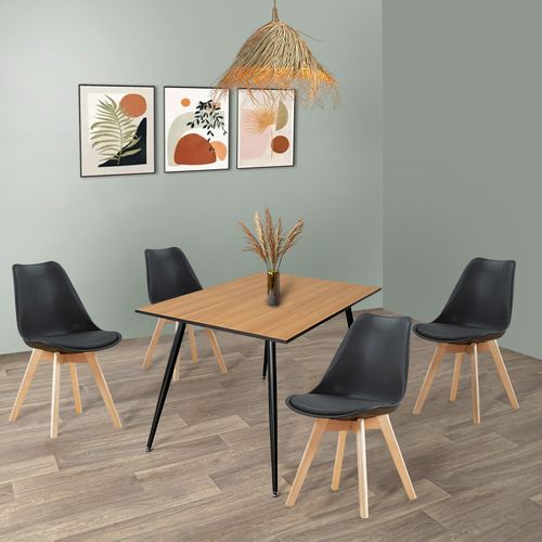 Ensemble Table à Manger Rectangulaire Et 4 Chaises Scandinaves Bois En Bois - Norabjorn
