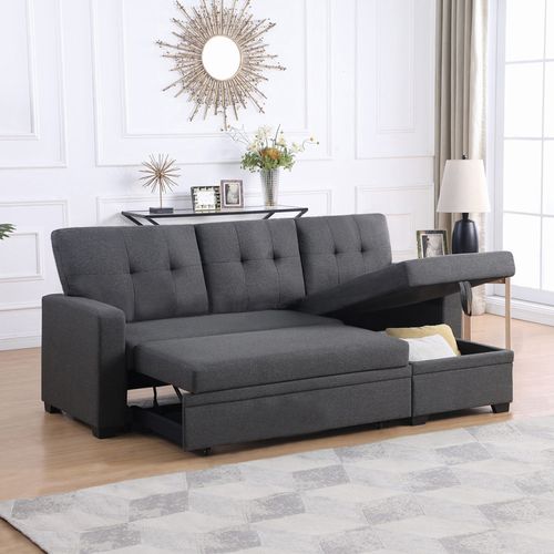 Canapé Convertible Réversible 3 Places Gris - Norden