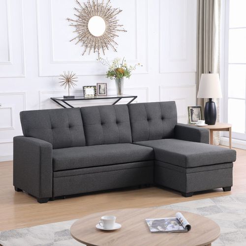 Canapé Convertible Réversible 3 Places Gris - Norden