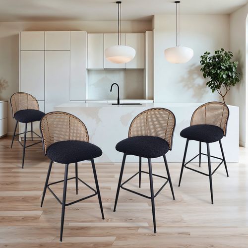 Lot De 4 Tabourets De Bar Noires - Neo