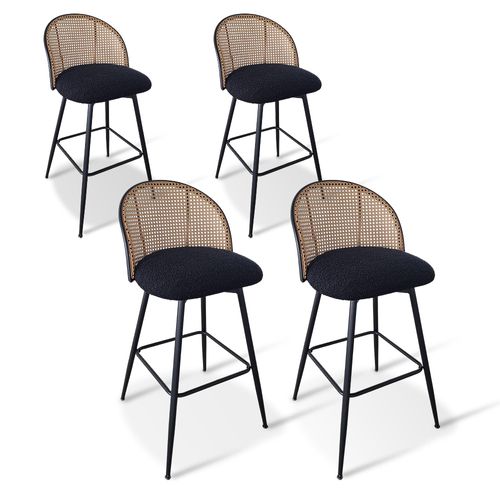 Lot De 4 Tabourets De Bar Noires - Neo