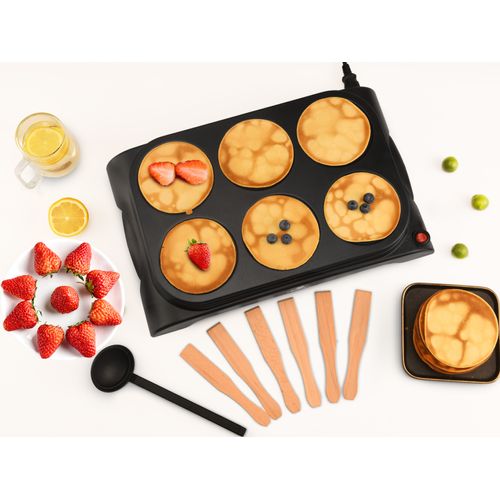 Crêpière Électrique - Machine à Crêpes 1000w, Plaque Antiadhésive de Ø11,5 Cm, 6 personnes