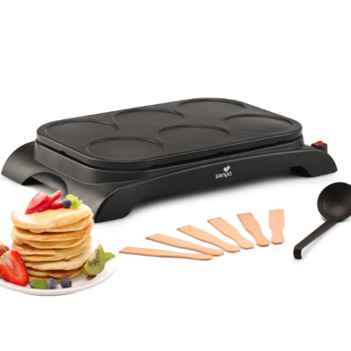 Crêpière Électrique - Machine à Crêpes 1000w, Plaque Antiadhésive de Ø11,5 Cm, 6 personnes