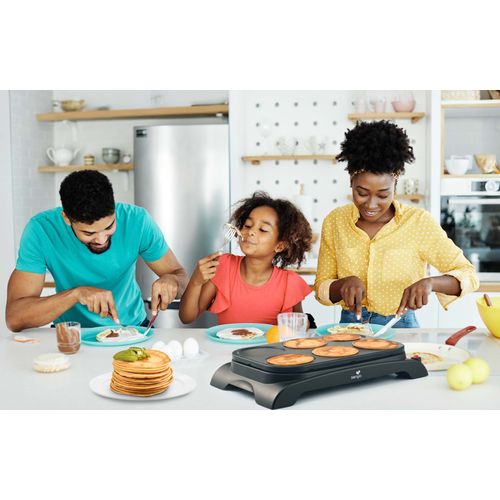 Crêpière Électrique - Machine à Crêpes 1000w, Plaque Antiadhésive de Ø11,5 Cm, 6 personnes