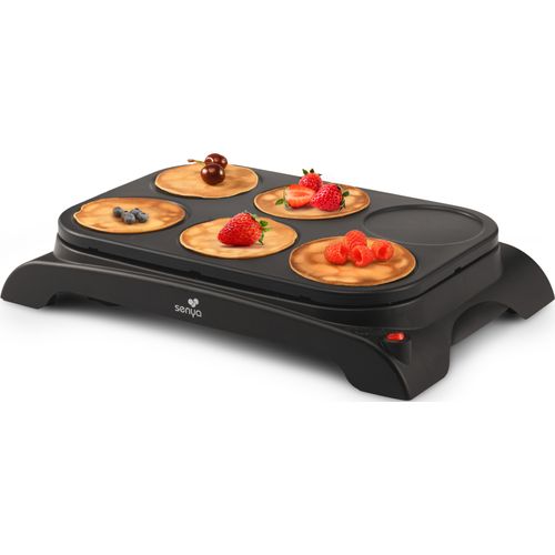 Crêpière Électrique - Machine à Crêpes 1000w, Plaque Antiadhésive de Ø11,5 Cm, 6 personnes