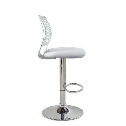 Lot 2 Chaises De Bar Coussin Simili, Pivotant Hauteur Réglable Sawa (blanc)