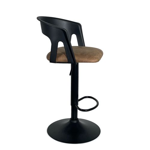 Lot 2 Tabourets De Bar Dossier Accoudoirs Coussin Pivotant Hauteur Réglable Ayo (noir Marron)