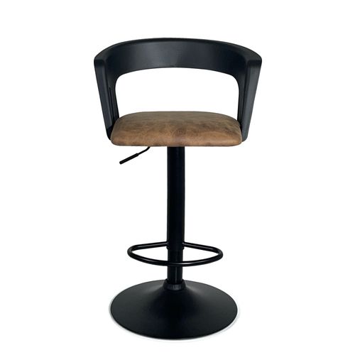 Lot 2 Tabourets De Bar Dossier Accoudoirs Coussin Pivotant Hauteur Réglable Ayo (noir Marron)