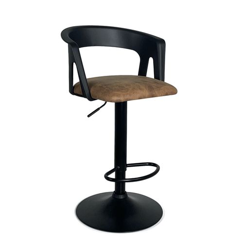 Lot 2 Tabourets De Bar Dossier Accoudoirs Coussin Pivotant Hauteur Réglable Ayo (noir Marron)