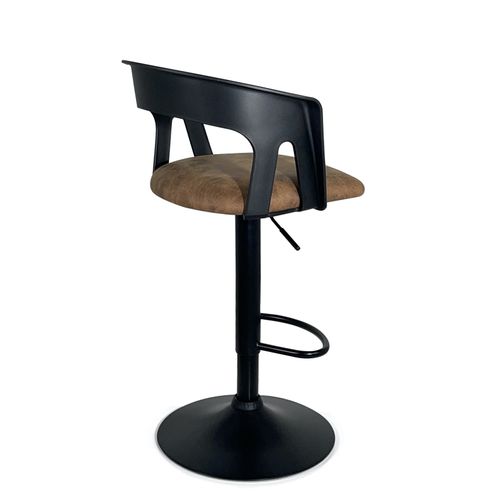 Lot 2 Tabourets De Bar Dossier Accoudoirs Coussin Pivotant Hauteur Réglable Ayo (noir Marron)