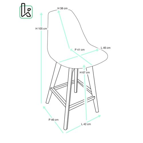 Lot 2 Chaise De Bar 67cm Patchwork Tissu Large Siège Rembourré Pieds Bois Slick (bleu)
