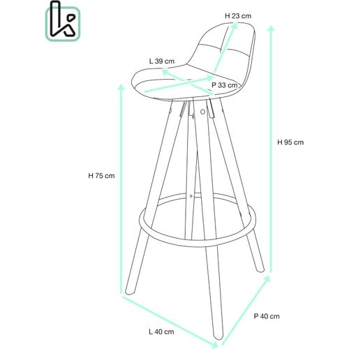 Lot 2 Tabourets De Bar Scandinaves Coussin Simili Repose Pied Chrome Pieds Bois Sana (noir)