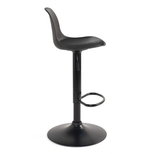 Lot 2 Tabourets De Bar Design Coussin Simili Pivotant Hauteur Réglable Sig (noir Intégral)