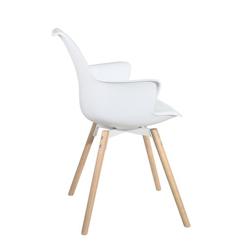 Lot 2 Chaises Scandinaves Accoudoirs Pieds Bois Clair Coussin Simili Moti (blanc)