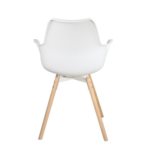 Lot 2 Chaises Scandinaves Accoudoirs Pieds Bois Clair Coussin Simili Moti (blanc)