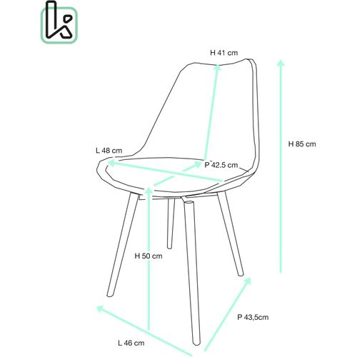Lot 4 Chaises Scandinaves Cuisine Coussin Simili Pieds Bois Clair Mia (noir)