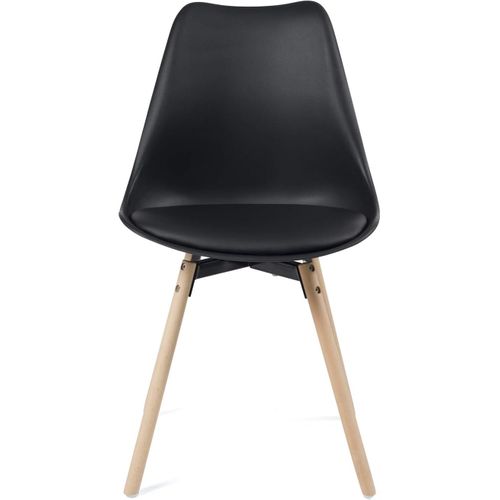 Lot 4 Chaises Scandinaves Cuisine Coussin Simili Pieds Bois Clair Mia (noir)