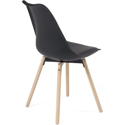 Lot 4 Chaises Scandinaves Cuisine Coussin Simili Pieds Bois Clair Mia (noir)