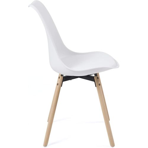 Lot 4 Chaises Scandinaves Cuisine Coussin Simili Pieds Bois Clair Mia (blanc)