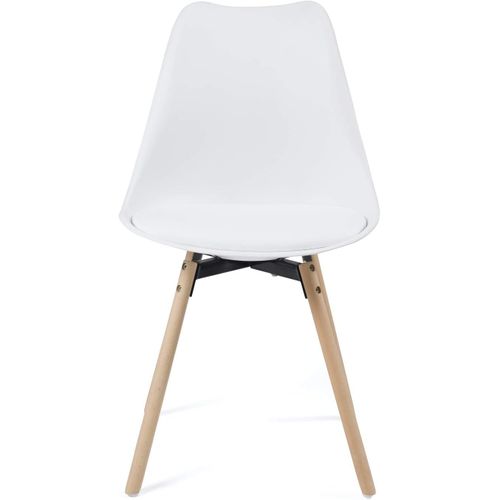 Lot 4 Chaises Scandinaves Cuisine Coussin Simili Pieds Bois Clair Mia (blanc)