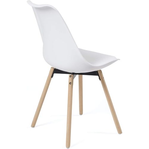 Lot 4 Chaises Scandinaves Cuisine Coussin Simili Pieds Bois Clair Mia (blanc)